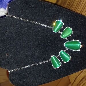 Emerald green octagon shape necklace